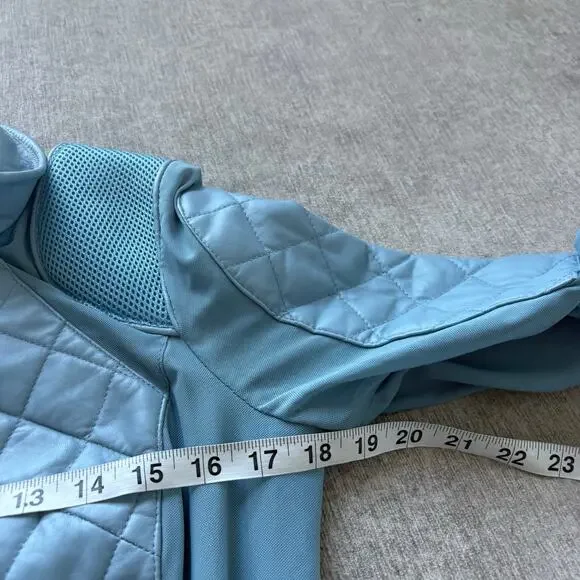 Blanc Noir Blue Leather Moto Mesh Jacket - Picture 7 of 12